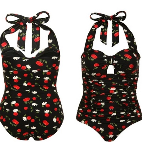 Torrid cherry blossom halter one piece swimsuit 2X